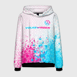 Толстовка-худи мужская Volkswagen neon gradient style: символ сверху, цвет: 3D-черный