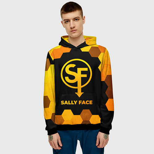 Мужская толстовка Sally Face - gold gradient / 3D-Черный – фото 3