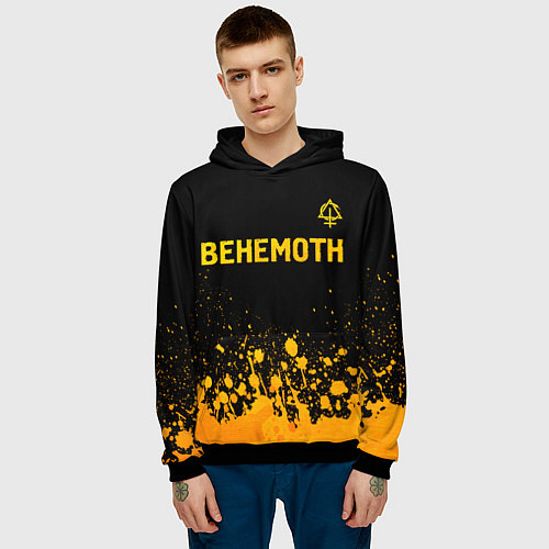 Мужская толстовка Behemoth - gold gradient: символ сверху / 3D-Черный – фото 3