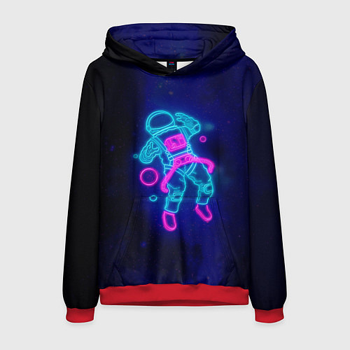 Мужская толстовка Космонавт - неон / 3D-Красный – фото 1