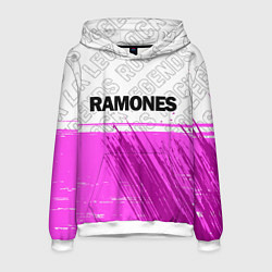 Толстовка-худи мужская Ramones rock legends: символ сверху, цвет: 3D-белый
