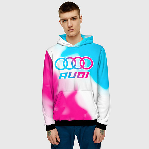 Мужская толстовка Audi neon gradient style / 3D-Черный – фото 3