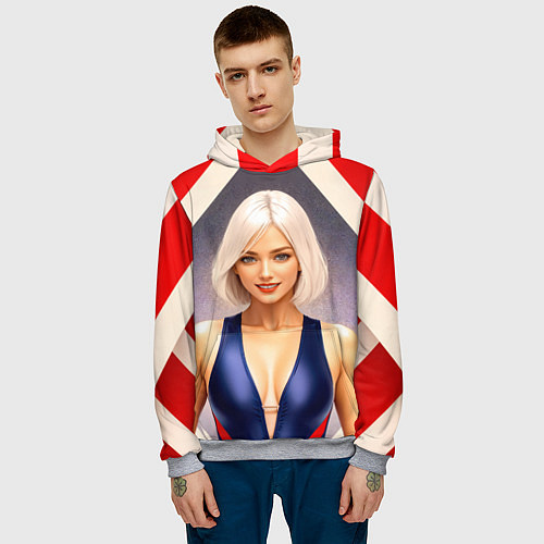Мужская толстовка Девушка блондинка в спортивном костюме / 3D-Меланж – фото 3