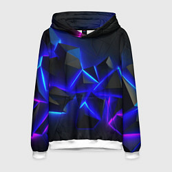 Толстовка-худи мужская Разлом плит из неона, цвет: 3D-белый