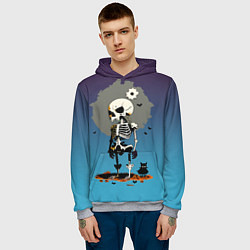 Толстовка-худи мужская Funny skeleton - neural network - halloween, цвет: 3D-меланж — фото 2