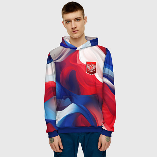 Мужская толстовка Красный герб России / 3D-Синий – фото 3
