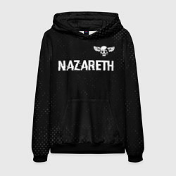 Толстовка-худи мужская Nazareth glitch на темном фоне: символ сверху, цвет: 3D-черный