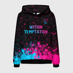 Толстовка-худи мужская Within Temptation - neon gradient: символ сверху, цвет: 3D-черный