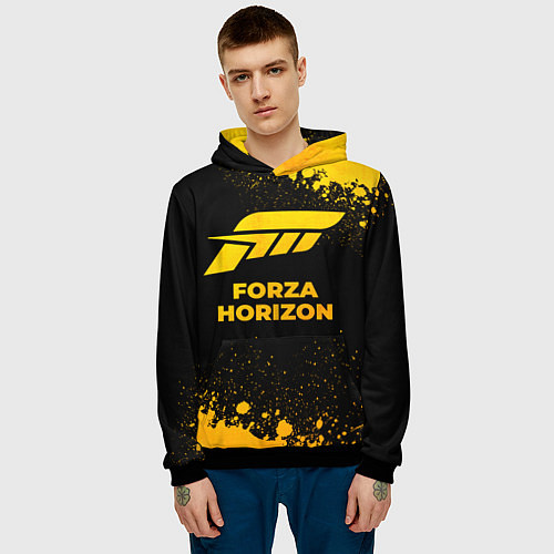 Мужская толстовка Forza Horizon - gold gradient / 3D-Черный – фото 3