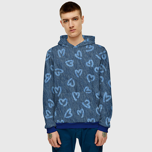 Мужская толстовка Hearts on denim / 3D-Синий – фото 3