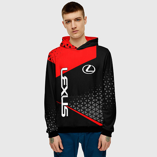 Мужская толстовка Lexus - red sportwear / 3D-Черный – фото 3