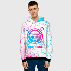 Толстовка-худи мужская One Piece neon gradient style, цвет: 3D-черный — фото 2