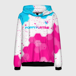 Толстовка-худи мужская Poppy Playtime neon gradient style: символ сверху, цвет: 3D-черный