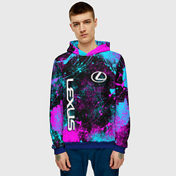 Толстовка-худи мужская Lexus - неоновые брызги, цвет: 3D-синий — фото 2