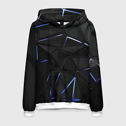 Толстовка-худи мужская Black texture neon line, цвет: 3D-белый