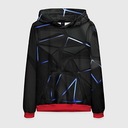 Толстовка-худи мужская Black texture neon line, цвет: 3D-красный