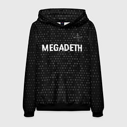 Толстовка-худи мужская Megadeth glitch на темном фоне: символ сверху, цвет: 3D-черный