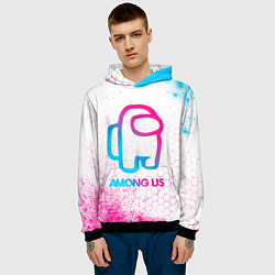 Толстовка-худи мужская Among Us neon gradient style, цвет: 3D-черный — фото 2