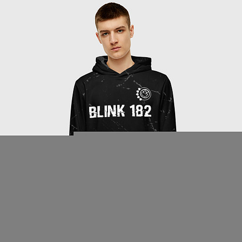 Мужская толстовка Blink 182 glitch на темном фоне: символ сверху / 3D-Черный – фото 3