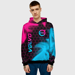 Толстовка-худи мужская Volvo - neon gradient: надпись, символ, цвет: 3D-черный — фото 2