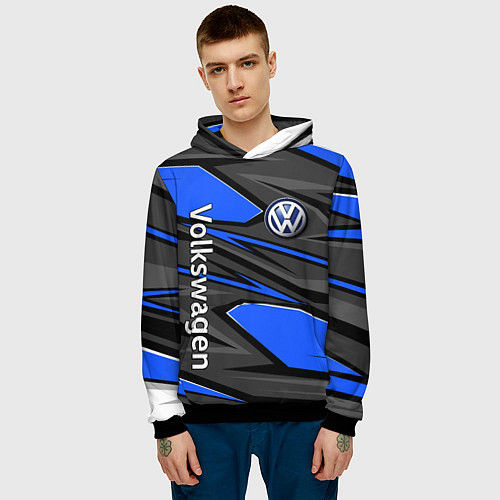 Мужская толстовка Вольцваген - спортивная униформа / 3D-Черный – фото 3