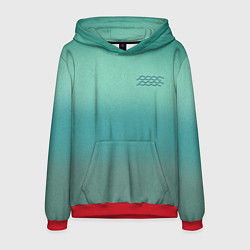 Толстовка-худи мужская Бирюзовый цвет морской волны, цвет: 3D-красный