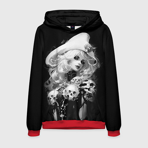 Мужская толстовка Ведьма в белой треуголке / 3D-Красный – фото 1