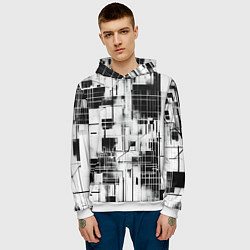 Толстовка-худи мужская Кибер Сетка гранж, цвет: 3D-белый — фото 2