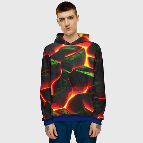 Мужская толстовка Зеленые плиты и лава / 3D-Синий – фото 3