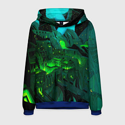Толстовка-худи мужская Зелёный город, цвет: 3D-синий