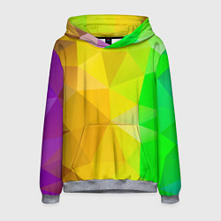 Толстовка-худи мужская Жёлто-зелёная геометрия, цвет: 3D-меланж