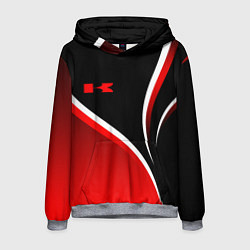 Толстовка-худи мужская Кавасаки - красные волны, цвет: 3D-меланж