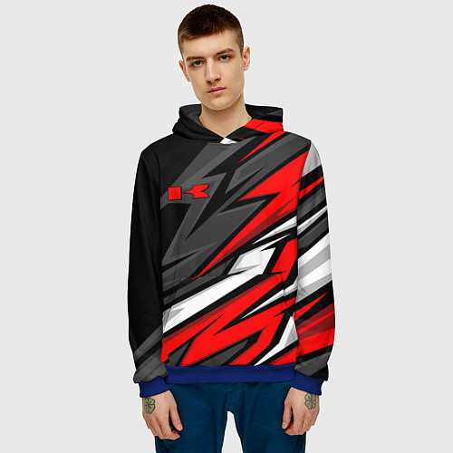 Мужская толстовка Kawasaki - red uniform / 3D-Синий – фото 3