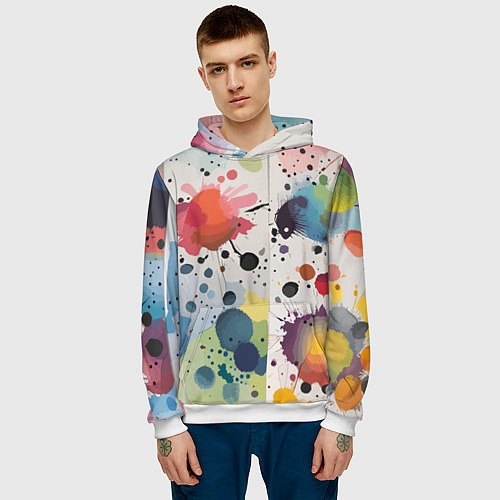 Мужская толстовка Colorful blots - vogue - abstraction / 3D-Белый – фото 3