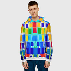 Толстовка-худи мужская Colorful strips - pop art - vogue, цвет: 3D-белый — фото 2