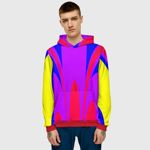 Мужская толстовка Яркий цветной мотив / 3D-Красный – фото 3