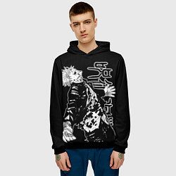 Толстовка-худи мужская Сатору годжо - безумие, цвет: 3D-черный — фото 2