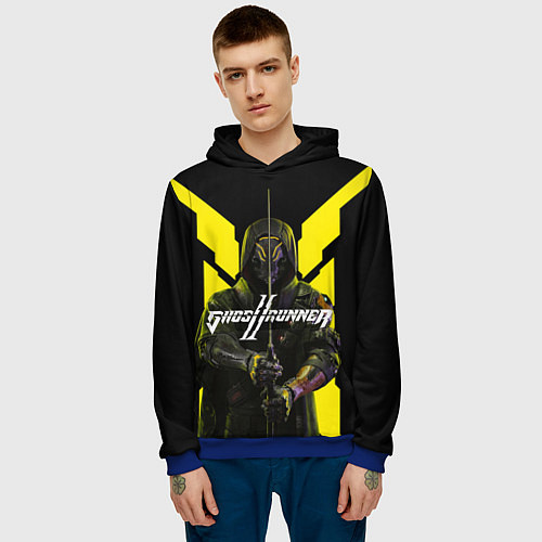 Мужская толстовка Кибер самурай ghostrunner 2 / 3D-Синий – фото 3