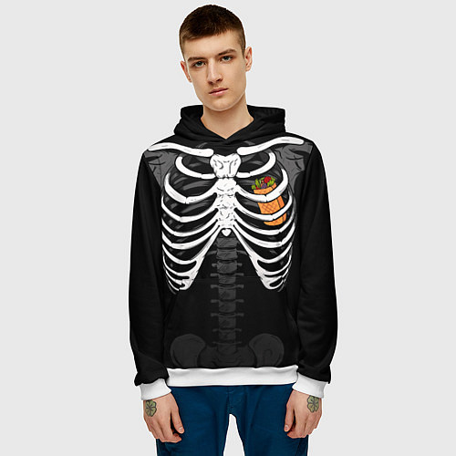 Мужская толстовка Скелет: ребра с шаурмой / 3D-Белый – фото 3