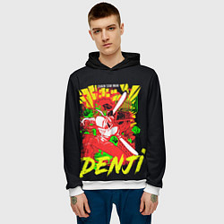 Толстовка-худи мужская Человек-бензопила - поп арт, цвет: 3D-белый — фото 2