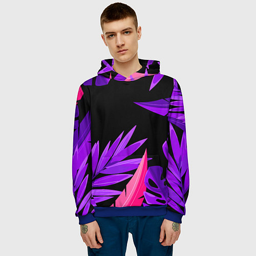Мужская толстовка Floral composition - neon / 3D-Синий – фото 3