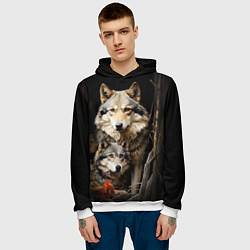 Толстовка-худи мужская Волчица с волчонком, цвет: 3D-белый — фото 2