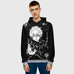 Толстовка-худи мужская Сатору Годжо - черно-белый, цвет: 3D-меланж — фото 2