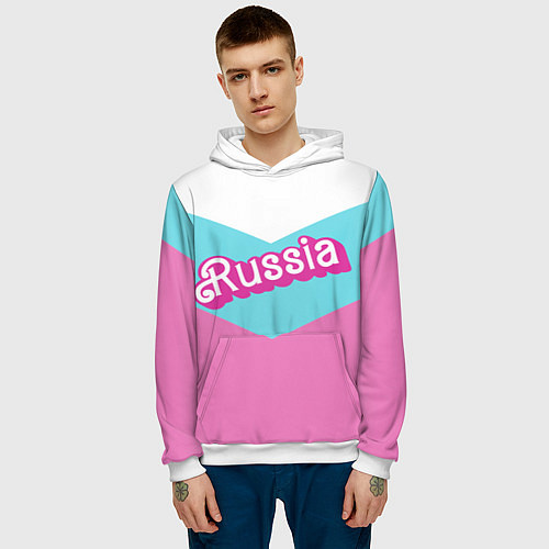 Мужская толстовка Russia - barbie style / 3D-Белый – фото 3