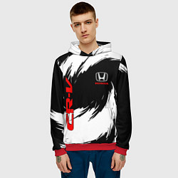 Толстовка-худи мужская Honda - белые краски, цвет: 3D-красный — фото 2
