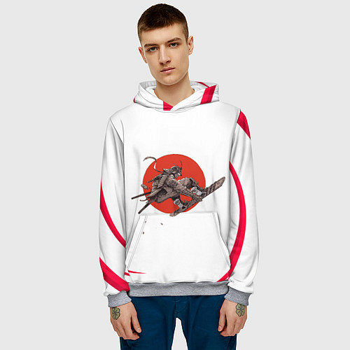 Мужская толстовка Кибер-самурай / 3D-Меланж – фото 3
