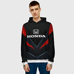 Толстовка-худи мужская Honda - технологии, цвет: 3D-белый — фото 2