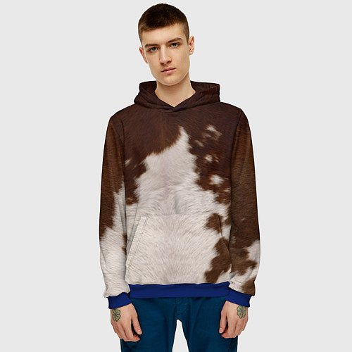 Мужская толстовка Текстура коровы / 3D-Синий – фото 3