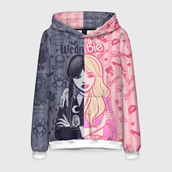 Толстовка-худи мужская Барби и Уэнсдей - мои две личности: в стиле тату, цвет: 3D-белый