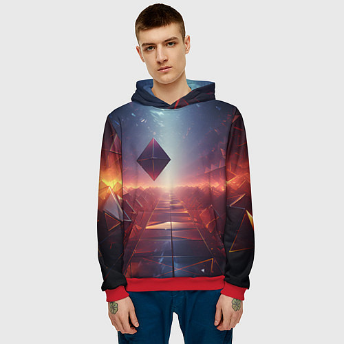 Мужская толстовка 3D Ромб / 3D-Красный – фото 3